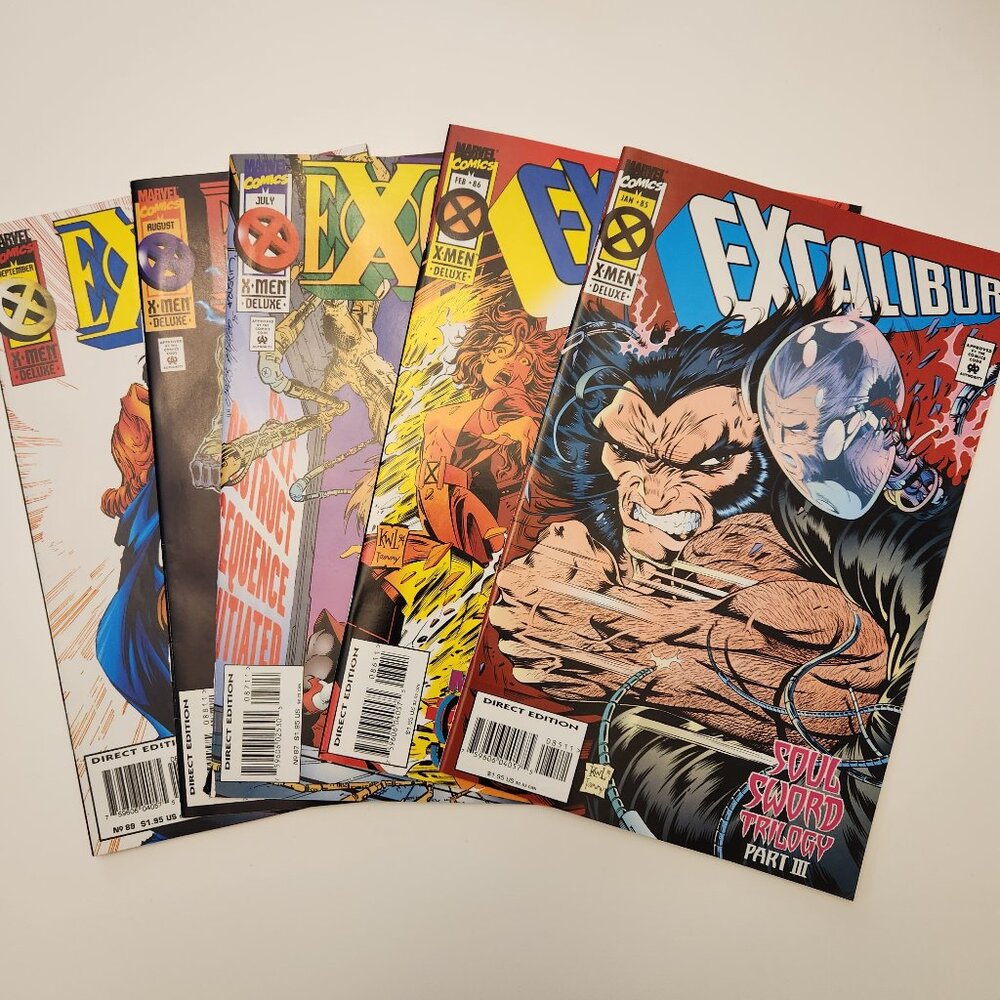 Lot of 5 Excalibur Comic Book 85 86 87 88 89 1995 Marvel Run Wolverine X-Men